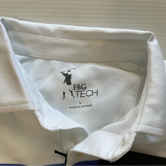 Fairway & Greene NWT Golf Polo Hoag Classic White Blue Stripes Size Large - Picture 5 of 8